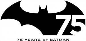 Logo des 75 ans de Batman en noir et blanc