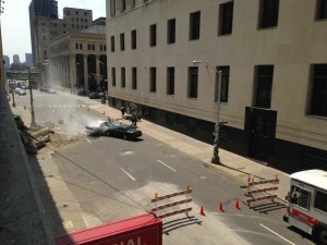 Tournage de batman V Superman - De la casse pendant la course-poursuite