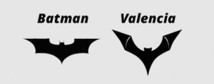 Logo Batman contre le logo du Valence CF