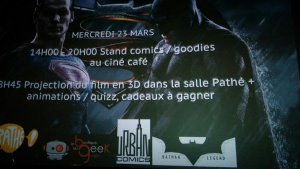 L'affiche et les logos des partenaires présents sur l'écran du cinéma