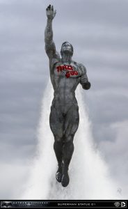 Statue avec écrit "dieu nazi"