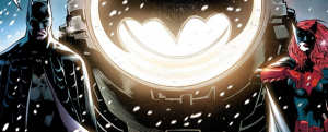 Batman et Batwoman devant le Batsignal