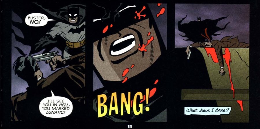 Buster se suicide sous le regard de Batman