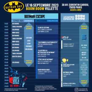 Programme Batman day 2023 Boom boom Villette Paris